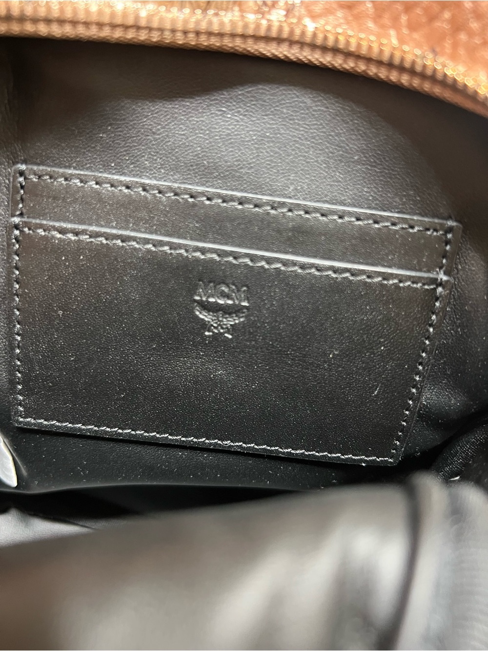 MCM Metallic Rose Gold  Logo-Print Mini Backpack - Picture 6 of 9